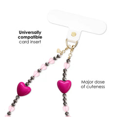 Pink & Black Heart Phone Charm