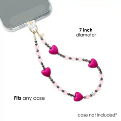 Pink & Black Heart Phone Charm