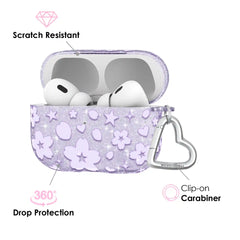 Lavender Cherry Blossom Glitter AirPod Case